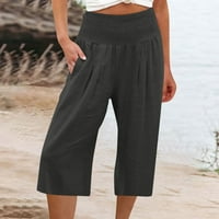 Inleife Capri pantalone za žene čišćenje Ženske hlače sa širokim nogama visoke struke ravne hlače casual