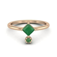 Smaragdno u obliku kvadratnog oblika Sterling Srebrna ruža Vermeil Solitaire Women Wedding Ring