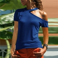 Amousa ženska modna casual pune boje začućene majicom s kratkim rukavima seksi vrh