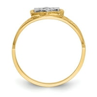 14K dvotonski zlatni prsten za prsten od polirane zvijezde Davida, veličine 9