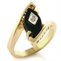 Luxe nakit dizajnira ženski pozlaćeni prsten sa polu dragim jet crnim ony - veličina