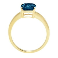 2. CT Briljantna aspeća Cut Prirodni London Blue Topaz 14K žuti zlatni pasijans prsten sz 6.5