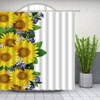 Suncokret leptir za zavjese za tuširanje kupatilo dekor žuti cvijet zeleni list ljetni biljni krajolik