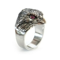 Čovjek je napravio golub krv crveno oči srebrnog orla prstenaste nakit u američkim veličinama 9.5