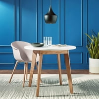NOAH okruglica Moderni trpezarijski stol za pepelu, bijeli, 35.4 D 35.5 W 30 H
