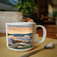 FL OZ Keramička krigla, New Hampshire, Slikarska serija, Sunrise Sunrise, Perilica posuđa i mikrovalna