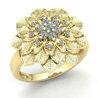 Originalni 0,75ct okrugli rez Diamond Dame Vintage Cvjetni godišnjica Angažovanje prstena od punog 10k