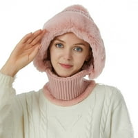Zimska ružičasta ženska kašika komplet modne jednostavne i svestrane pletene za zaštitu toplog uha