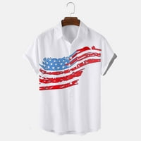 Muške majice Dan nezavisnosti Zastava 3D Digitalni ispis Modni rever Dugme Skraćene majice rukave za