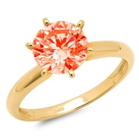 1.5ct okrugli rez crveni simulirani dijamant 18k žuti zlatni graviranje izjava bridalna godišnjica Angažovanje