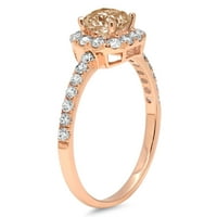1. CT briljantna princeza Clear Simulirani dijamant 18k Rose Gold Halo Solitaire sa Accentima prsten