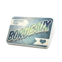 Porcelein PIN pozdrav iz Bordeaux, Vintage razglednice Revel značka - Neonblond