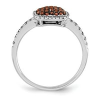 14k bijelo zlato Real Diamond & Pav - crveni pravi dijamantni prsten