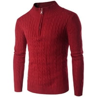 Uorcsa Držite tople pulover prozračan tanak okrugli vrat Čvrsta boja dugih rukava i jesen muški džemperi
