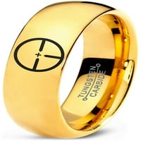Volfram Lov za cilj opseg opseg prsten za muškarce Žene Udobne cipele 18K žute zlatne kupole polirano