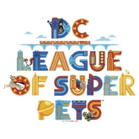 Junior's DC liga super kućnih ljubimaca Šareni logo Grafički tee bijeli veliki