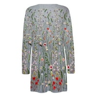 Levmjia Cardigani za žene zazor labavo džemper vrhovi modni povremeni džep s dugim rukavima cvjetni