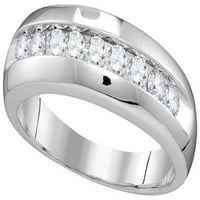 Veličina - - Čvrsti 10k bijeli zlatni okrugli bijeli dijamantski muški kanal set vjenčanog vezu ili modni prsten