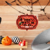 Jikolililili ukrasi za drva za drva Halloween Wearheat potpisuju vještica nalazi se u kratkim ukrasima