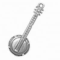 Sterling srebrni 24 BO lančani 3d Banjo muzička instrumenta Privjesak ogrlica