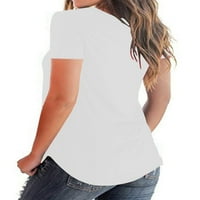 Eleluny Women s kratkim rukavima Majica V izrez suncokret za ispis bluza plus veličine crne s