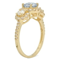 1. CT sjajan okrugli rez Clear Simulirani dijamant 18k žuti zlatni pasijans sa akcentima Trobonski prsten