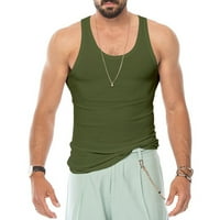 Muškarci tiska bez rukava na vrhu tea majica Sportska teretana mišića bodybuilding bluza Vojska zelena
