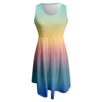 Hanzidakd Ljetne haljine za žene Žene Ljeto Casual Okrugli spremnik za okrugli vrat Top bez rukava casual