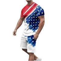 YieVot 4. jula Meška set ljetna sportska odjeća za majicu i kratke hlače Muški 3D neograničeni neovisni