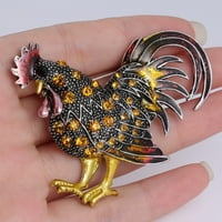 Nakit Vintage Rooster Brooch Rooster Pin Revel Brooch Rhinestone Multicolor Realistic Realistic Realistic