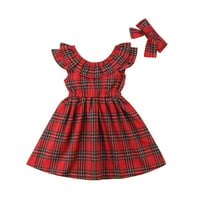 Douhoow Toddler Girging Christright haljina Dječji luk crvene haljine koljena