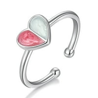Otvaranje prstenova za žene ružičasti prsten za srce podesiv prsten