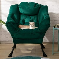 Moderna velika pamučna tkanina lijena stolica, naglasak suvremene ležaljke, jedno čelični okvir kauč