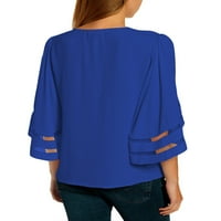 Luvamija Elegantna bluza za žene Ljeto Slej s rukavima V izrez Ležerna košulja Lapis plava veličina