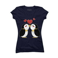 Srčani pingvini za valentines majica Juniors Purple Graphic Tee - Dizajn ljudi M