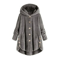 Ženski labavi plišani kaput sa kapuljačom zimski topli kaput sa gumbima 2231