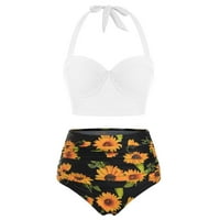 Bikini setovi kupaći kostimi za žene modni cvjetni tisak visokih struka, kratke hlače dva kupaća kostima