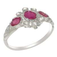 Britanci napravili bijeli zlatni prsten 18k sa prirodnim rubin i dijamantnim ženskim obljetnicama -