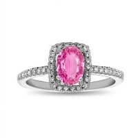 0. CTTW Pink Sapphire & Diamond zaručni prsten, 14k bijelo zlato - veličina 5