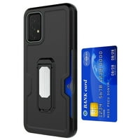 Za Samsung Galaxy A 1G oklopni kaiš s kaišom sa kreditnim karticama ID utor, futrola, udarce zaštitni hibridni poklopac za teške uvjete, XPM telefon [crna]
