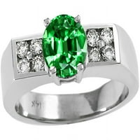 Tommaso Design okrugli simulirani smaragdni prsten u kt bijelom zlatu veličine 8. Odrasli za odrasle