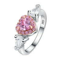 Keusn Pink breskve Heart Clots set cirkon novitetni prsten za prsten vode dijamantski ženski prsten