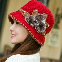 Twifer HATS modne žene dama zima toplo kukičani cvjetovi ukrašeni uši kaputi