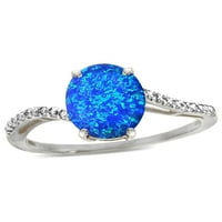 Tommaso Dizajn Oval 10x plava stvorena Opal prsten u KT bijeloj zlatnoj veličini Ženka odraslih