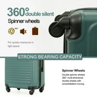 MRUPOO trodijelni prtljag ABS proširivi lagani kofer s TSA bravom i dvije kuke zelene boje