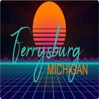 Ferrysburg Michigan Vinil Decal Stiker Retro Neon Dizajn