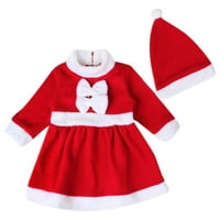 Gyratedream dojenčad dječja dječja božićna kostim Bowknot Santa dugih rukava crvena haljina Verzija