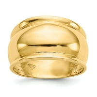 14k žuti zlatni prsten za prsten modna polirana kupola, veličina 9