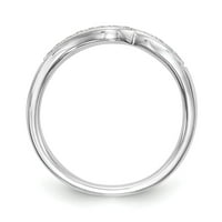0.13ct. CZ Čvrsti real REAL 14K bijeli zlatni konturirani vjenčani vjenčani prsten
