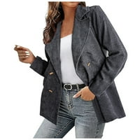 Hoksml Blazer jakna za žene, modne ženske pune boje i zimske dvostruke dvostruke bljeskalice jakne jakna